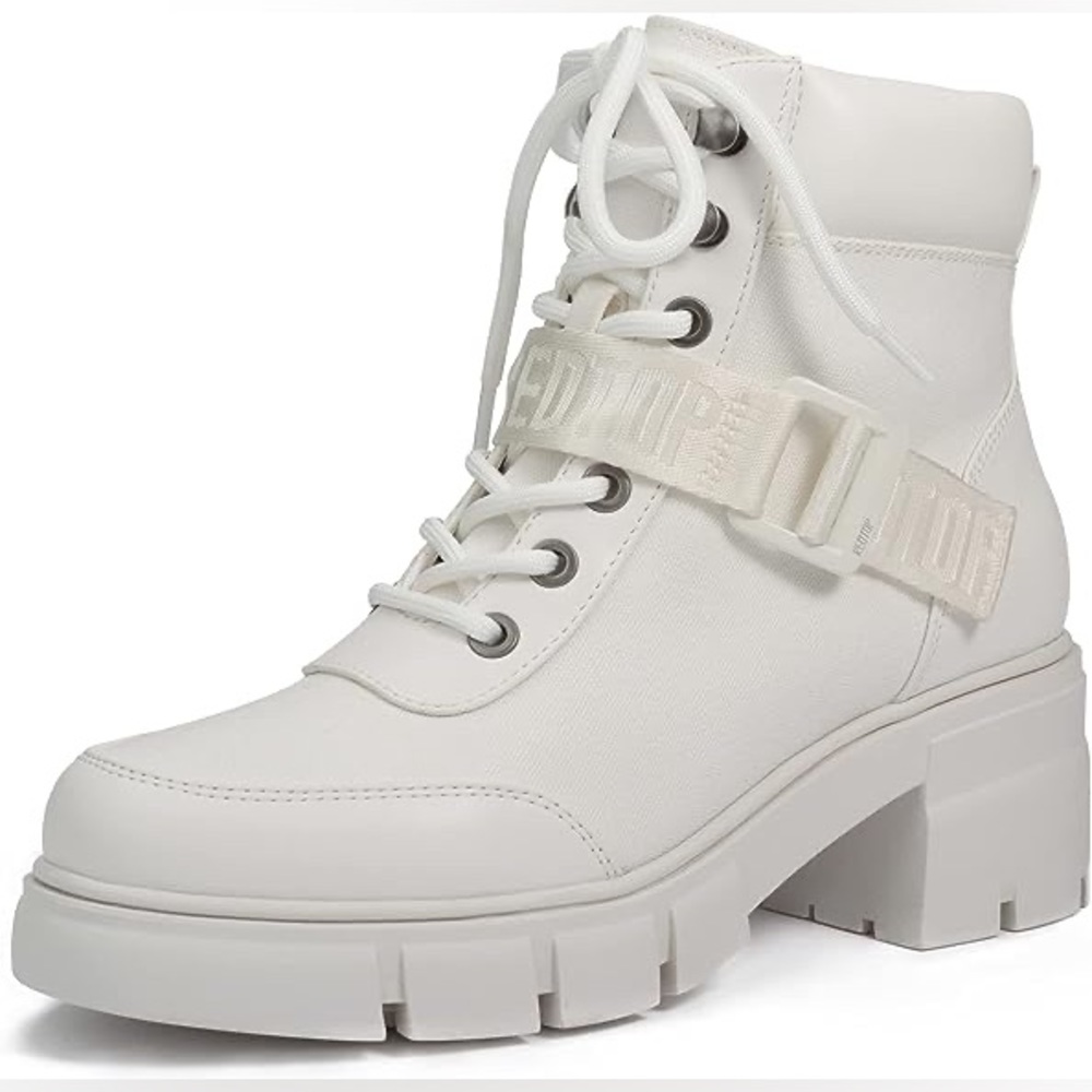 White Redtop Combat Boots